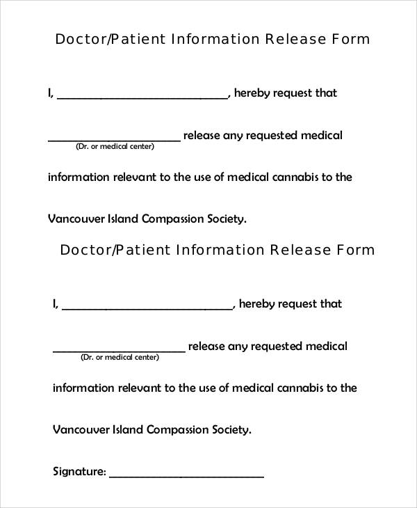 doctor patient information release form