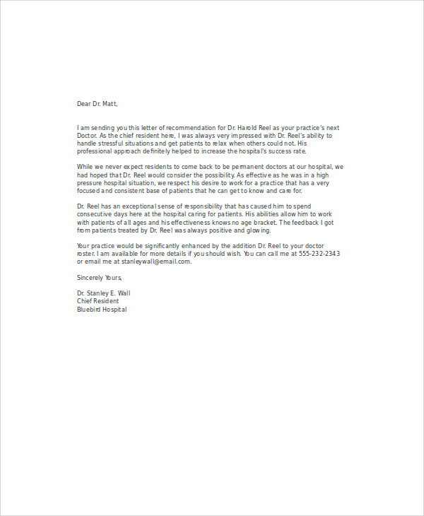 doctors reference letter for patient