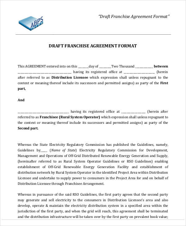 draft franchise agreement1