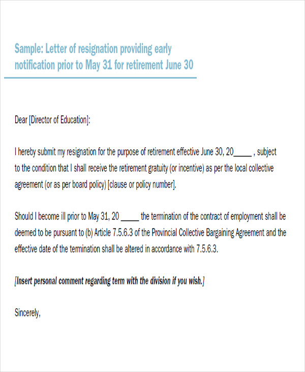 early retirement resignation letter4