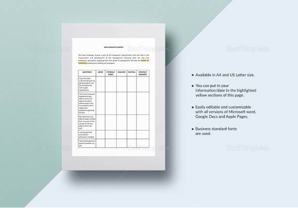 easy to edit new employee survey template
