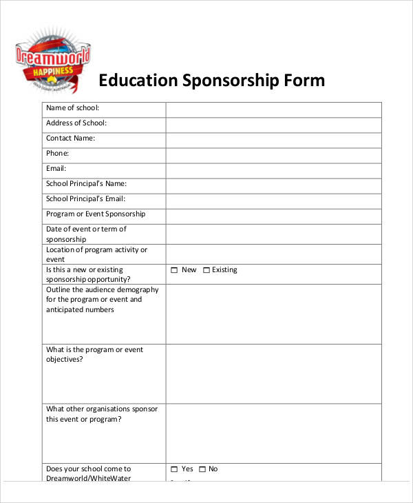 education sponsorship application form