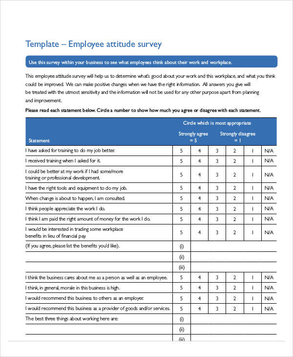 Employee Attitude Survey Questions