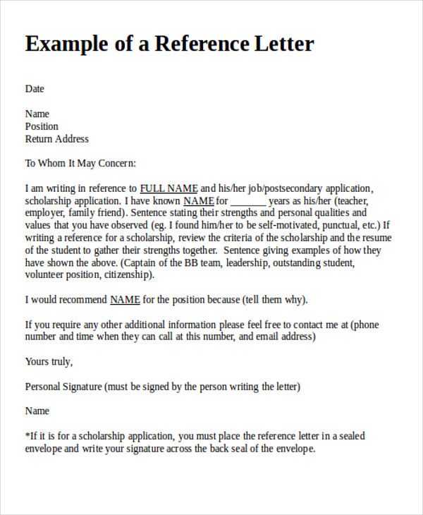 Restaurant Employee Reference Letter