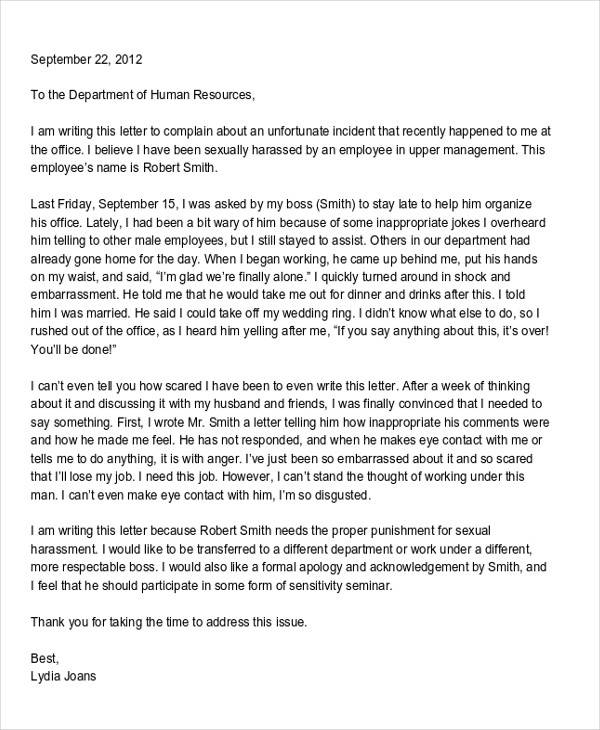 employee complaint letter to hr1
