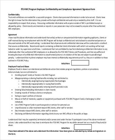 employee confidentiality agreement form