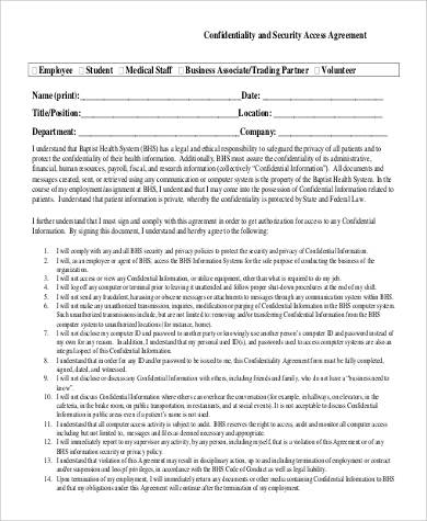 employee confidentiality and security access agreement