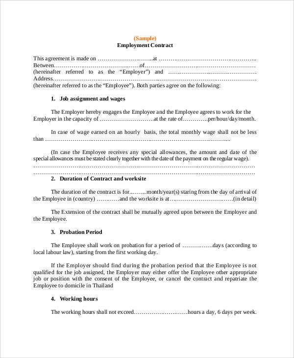 employee contract agreement form1