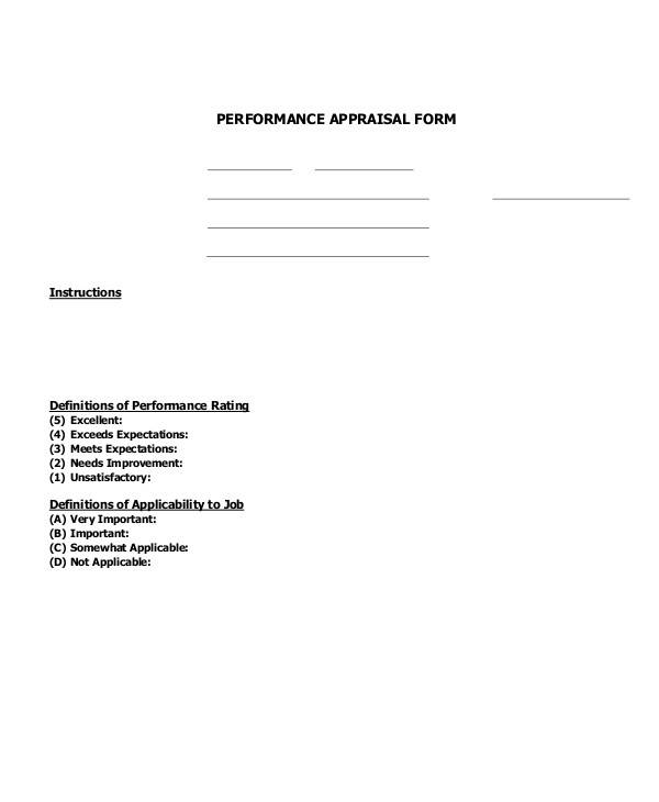 employee performance appraisal form