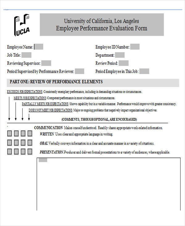 employee performance survey form