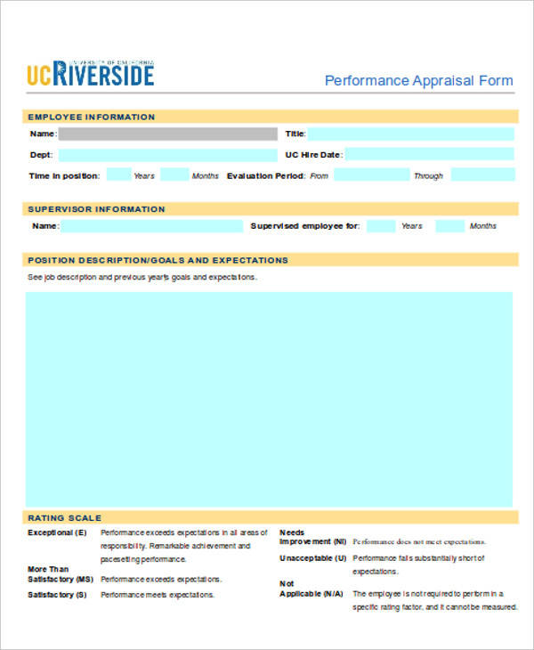 employee performance appraisal format