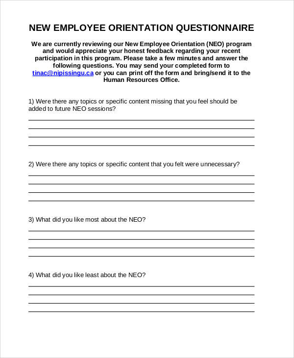 employee survey feedback form