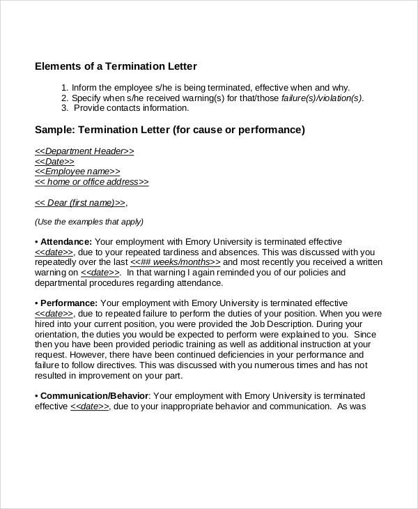 employee termination letter due to poor performance1