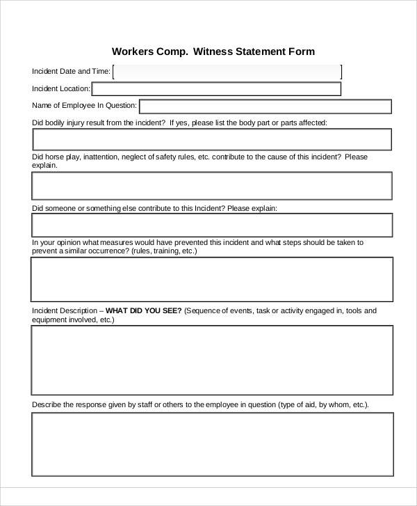 employee witness statement form