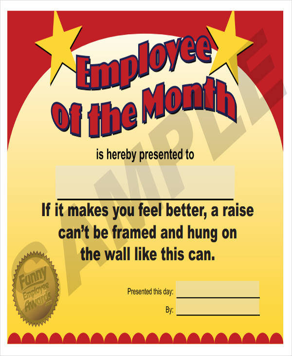 employee of the month award certificate
