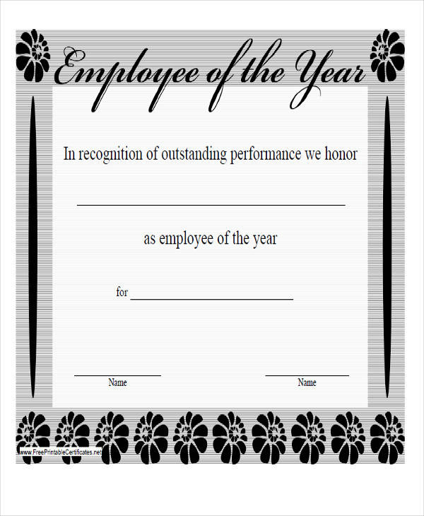 employee of the year award certificate