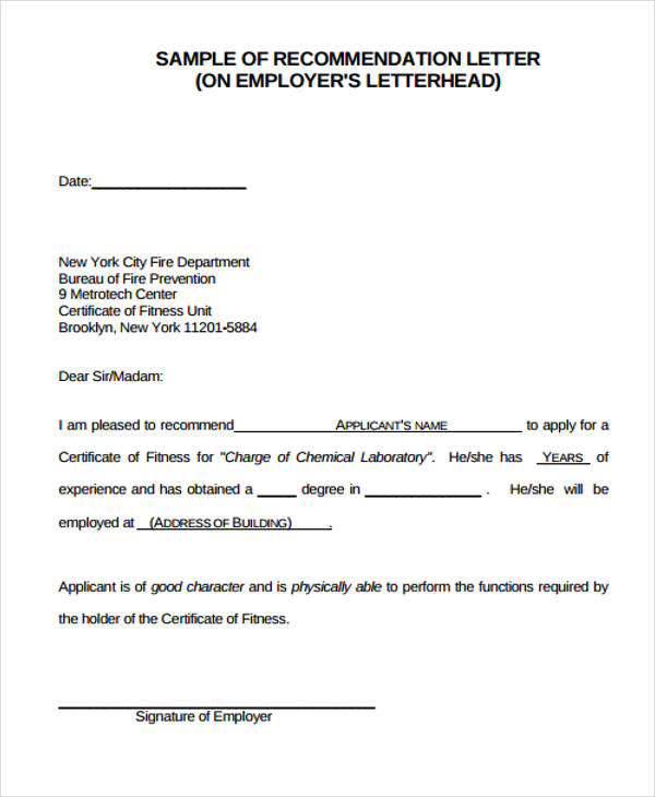 Sample Employment Reference Letter From Employer