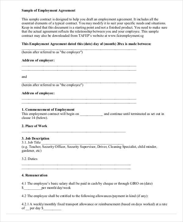 employment agreement contract