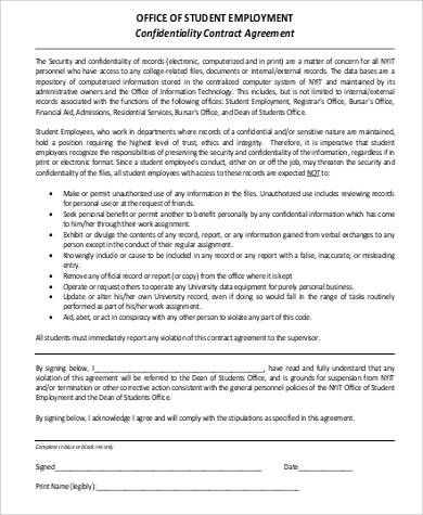 employment contract confidentiality agreement