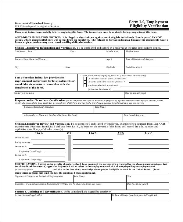 employment eligibility verification form