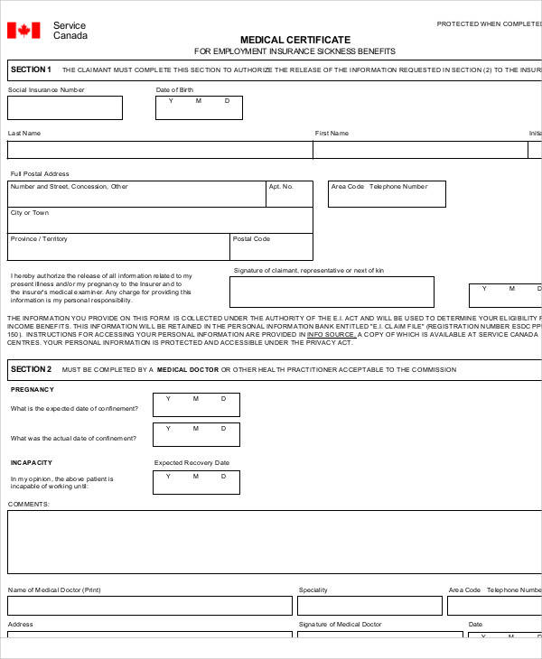 employment insurance medical form