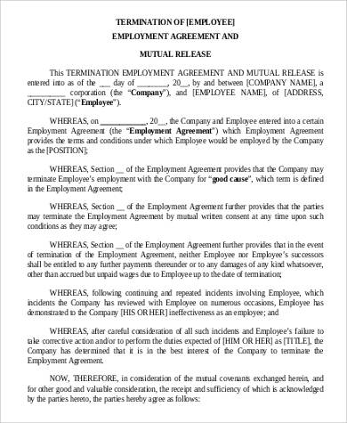 employment termination agreement and mutual release