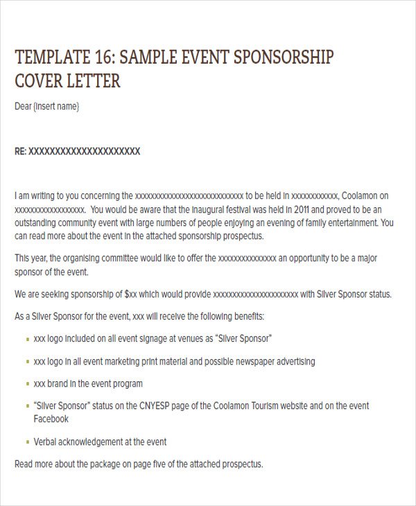 event sponsorship cover letter