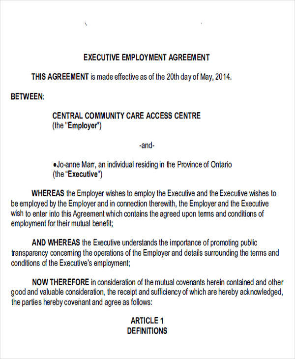 executive employment agreement form1