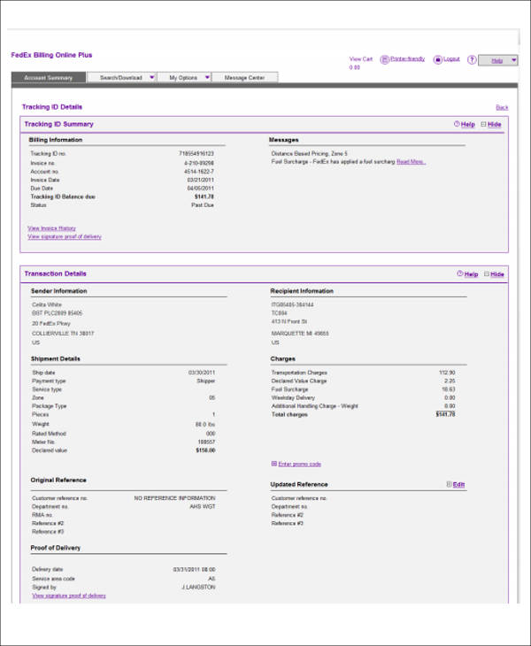 fedex payment due upon receipt in pdf