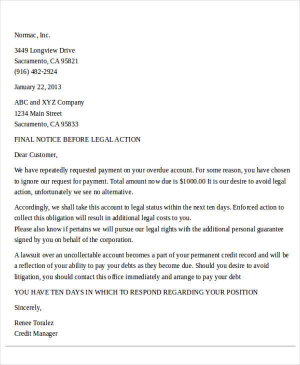 Final Collection Letter Before Legal Action from images.sampletemplates.com