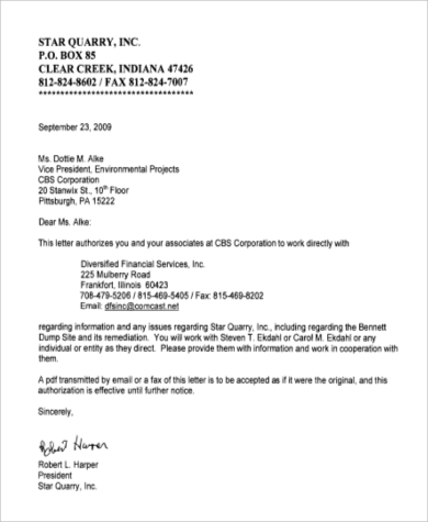 financial authorization letter example