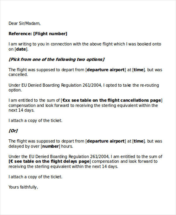 letter cancel medical flight Request Letters Formal