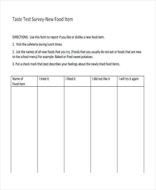 food test survey form2