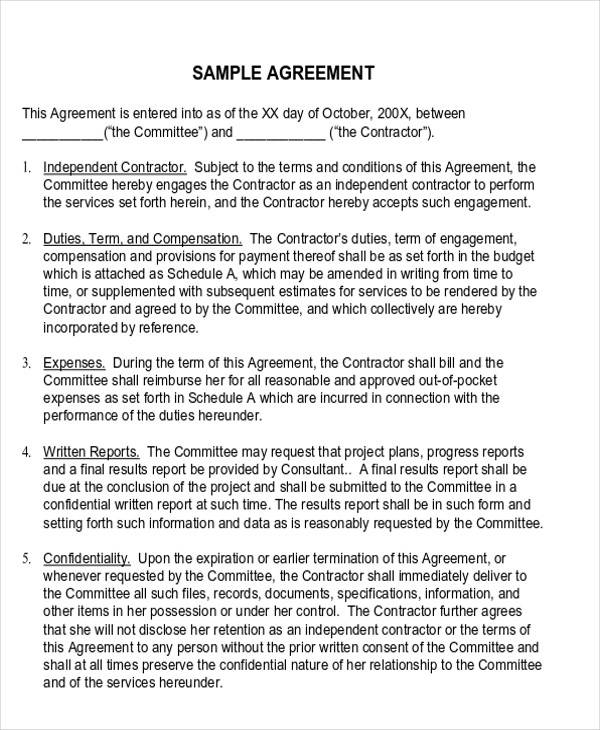 formal business agreement contract form
