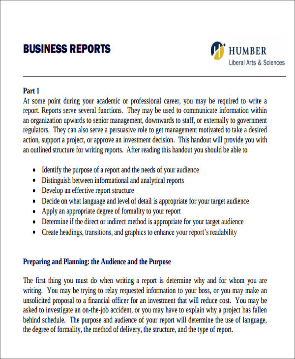 Examples Of Business Report Writing