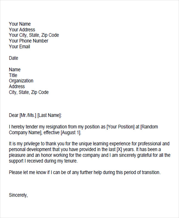 formal business resignation letter5