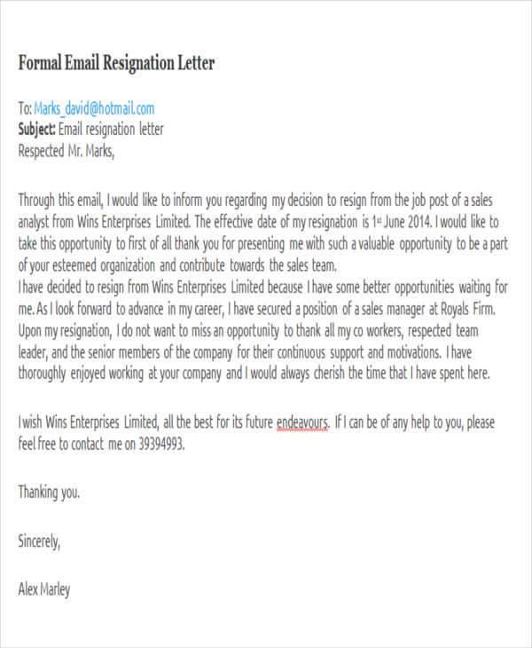 formal email resignation letter2