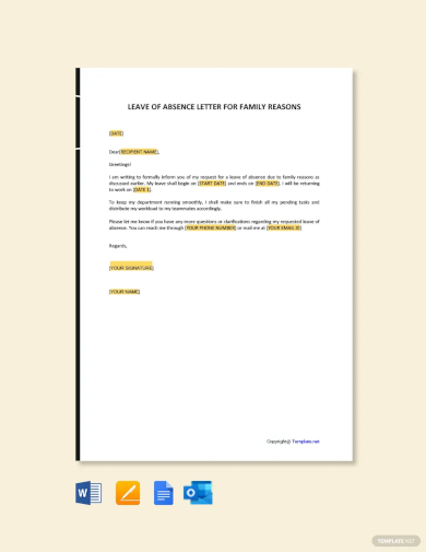 free leave of absence letter for family reasons template