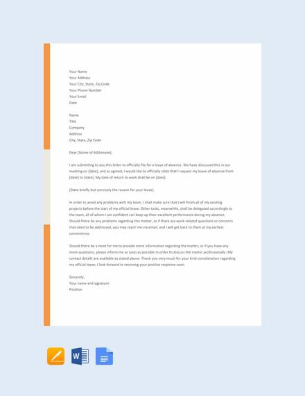 free official leave letter template
