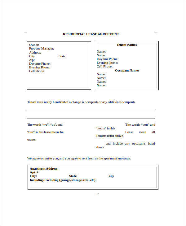 free rental lease agreement sample