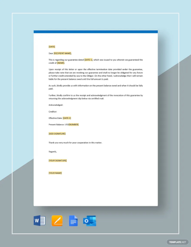 free revocation of guarantee letter template