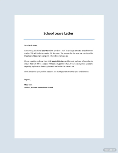 free school leave letter template