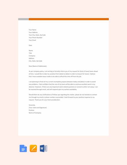 leave encashment application letter