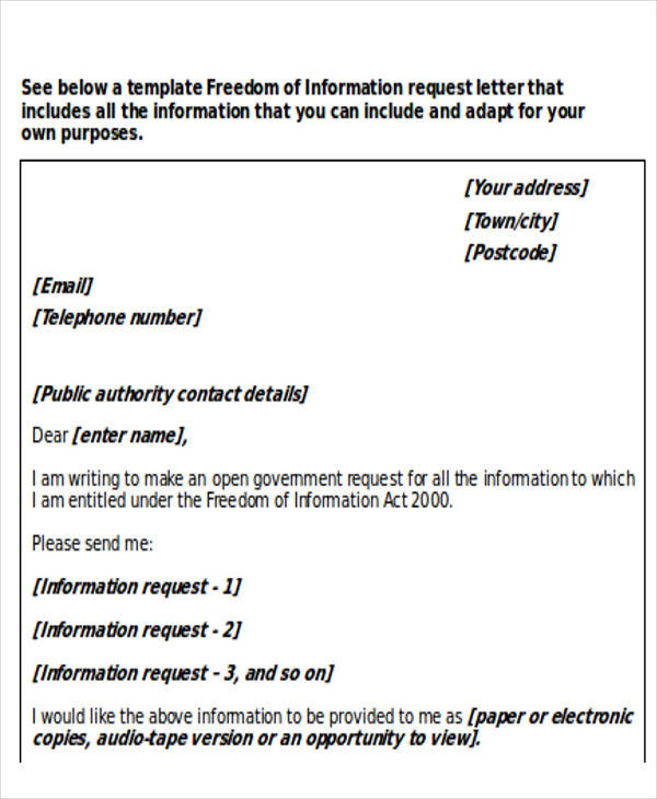 freedom of information request letter