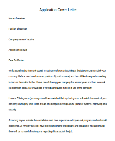 Free 42 Application Letter Templates In Pdf Ms Word