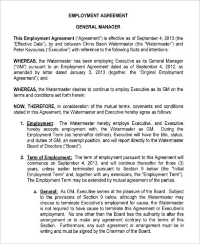 general manager employment agreement