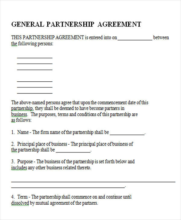 Free Simple General Partnership Agreement Template