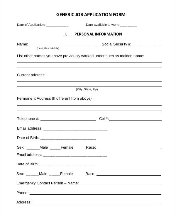 basic application forms.