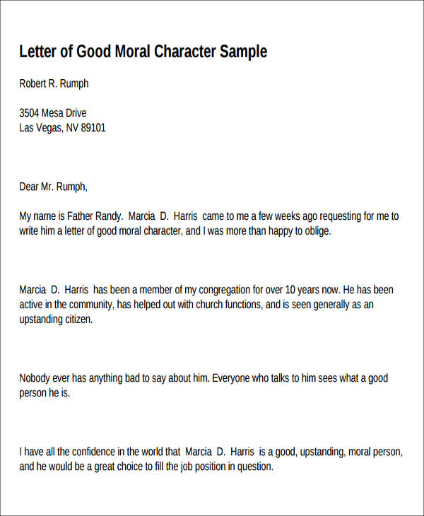 Sample Letter Of Good Character from images.sampletemplates.com
