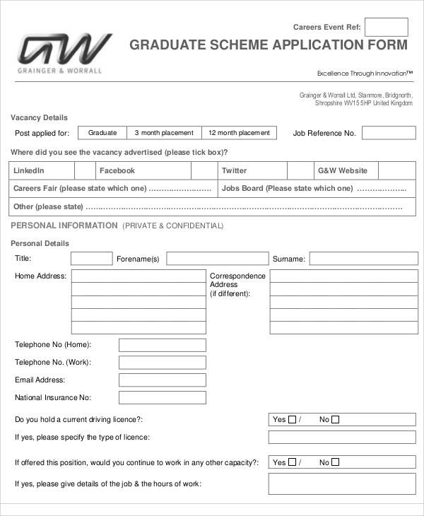 graduate scheme application form